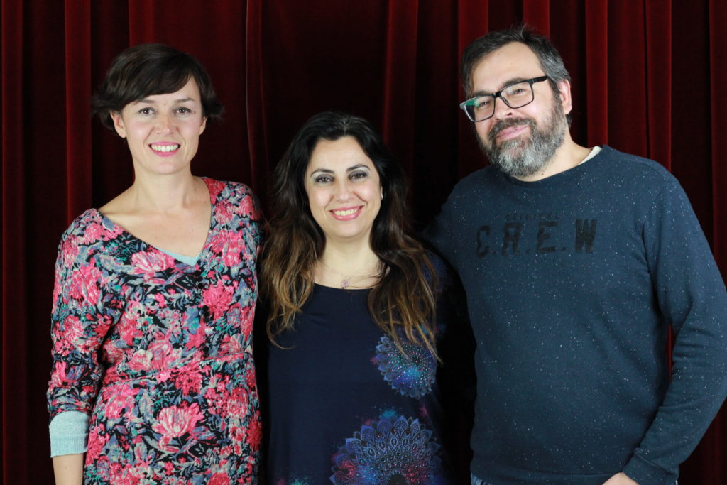 La cineasta Lourdes Palacios, la actriz Tamara Arias y el cineasta Jorge Tsabutzoglu. 