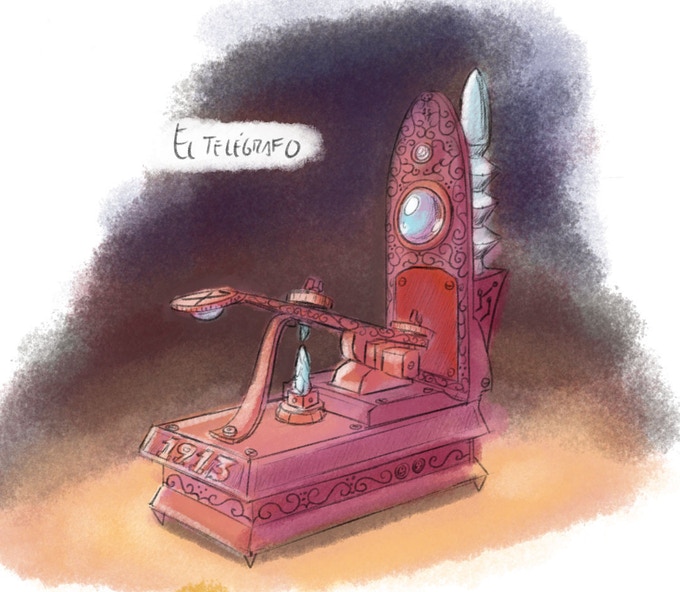 Uno de los dibujos de Víctor Jiménez para el cómic 'La leyenda del telégrafo'