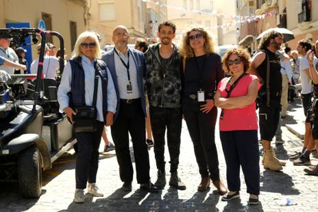 La productora Barbara Broccoli junto a Carlos Rosado (Spain Film Commission), Piluca Querol (Andalucía Film Commission) y Sara Gallardo (Asociacion Andaluza de Mujeres de los Medios Audiovisuales-AAMMA)